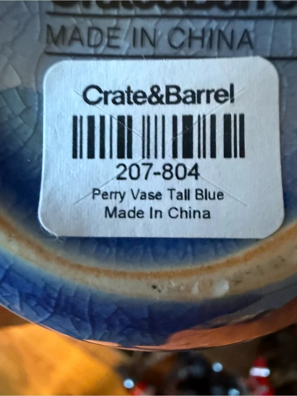 Crate & barrel set of two Perry green  Bud Vase and tall blue Textured Vase